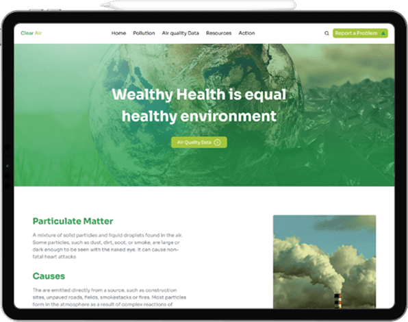 ClearAir Website screenshot 1